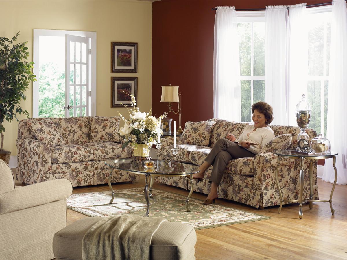 LaZBoy Madeline Upholstered Love Seat with Skirted Base Conlin's